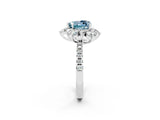 White gold Heart Cut Cut Diamond Floral Halo Pave Band with Prong Setting_2