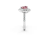 White gold Heart Cut Cut Diamond Floral Halo Pave Band with Prong Setting_2