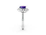 White gold Heart Cut Cut Diamond Floral Halo Pave Band with Prong Setting_2