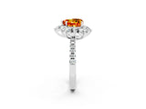 White gold Heart Cut Cut Diamond Floral Halo Pave Band with Prong Setting_2