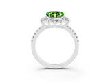White gold Heart Cut Cut Diamond Floral Halo Pave Band with Prong Setting_3