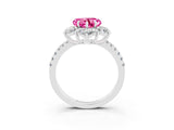 White gold Heart Cut Cut Diamond Floral Halo Pave Band with Prong Setting_3