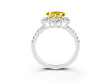 White gold Heart Cut Cut Diamond Floral Halo Pave Band with Prong Setting_3