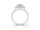 White gold Heart Cut Cut Diamond Floral Halo Pave Band with Prong Setting_3