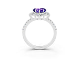 White gold Heart Cut Cut Diamond Floral Halo Pave Band with Prong Setting_3