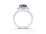 White gold Heart Cut Cut Diamond Floral Halo Pave Band with Prong Setting_3