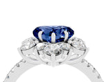 White gold Heart Cut Cut Diamond Floral Halo Pave Band with Prong Setting_4
