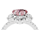 White gold Heart Cut Cut Diamond Floral Halo Pave Band with Prong Setting_4