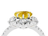 White gold Heart Cut Cut Diamond Floral Halo Pave Band with Prong Setting_4