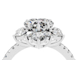 White gold Heart Cut Cut Diamond Floral Halo Pave Band with Prong Setting_4