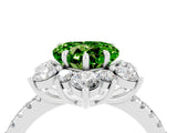 White gold Heart Cut Cut Diamond Floral Halo Pave Band with Prong Setting_4