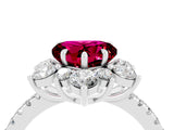 White gold Heart Cut Cut Diamond Floral Halo Pave Band with Prong Setting_4