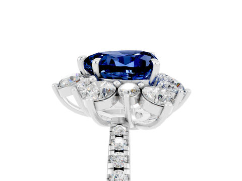 White gold Heart Cut Cut Diamond Floral Halo Pave Band with Prong Setting_5