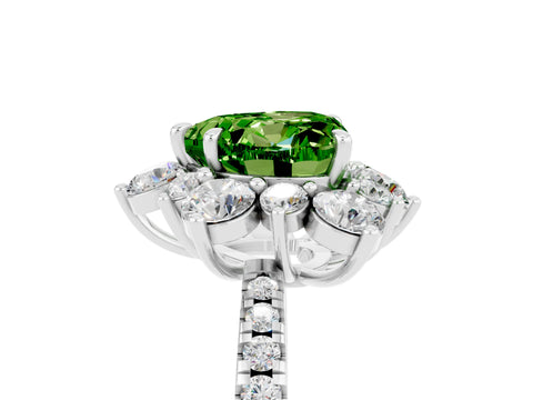 White gold Heart Cut Cut Diamond Floral Halo Pave Band with Prong Setting_5