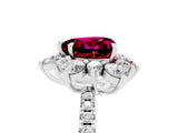 White gold Heart Cut Cut Diamond Floral Halo Pave Band with Prong Setting_5