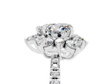 White gold Heart Cut Cut Diamond Floral Halo Pave Band with Prong Setting_5