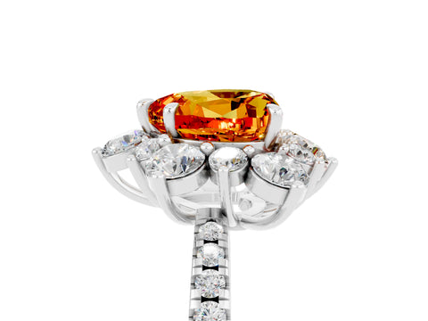 White gold Heart Cut Cut Diamond Floral Halo Pave Band with Prong Setting_5