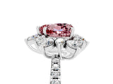 White gold Heart Cut Cut Diamond Floral Halo Pave Band with Prong Setting_5