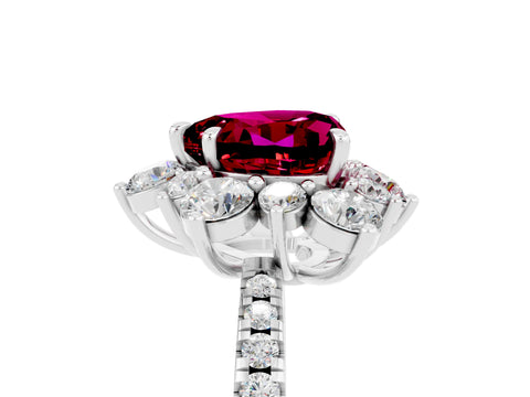 White gold Heart Cut Cut Diamond Floral Halo Pave Band with Prong Setting_5