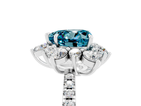White gold Heart Cut Cut Diamond Floral Halo Pave Band with Prong Setting_5