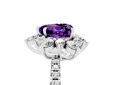 White gold Heart Cut Cut Diamond Floral Halo Pave Band with Prong Setting_5