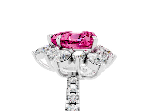 White gold Heart Cut Cut Diamond Floral Halo Pave Band with Prong Setting_5