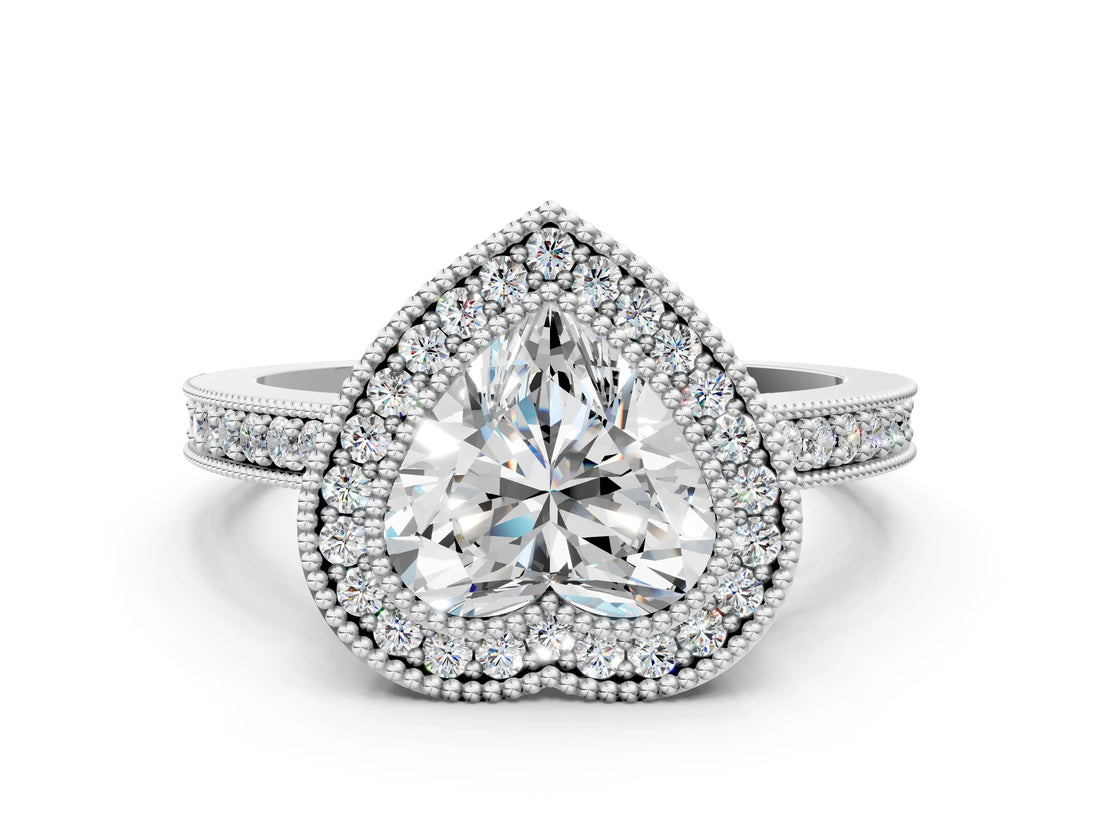 White gold Heart Cut-Cut Diamond Halo Engagement Ring with Pave Band and Prong Setting_50