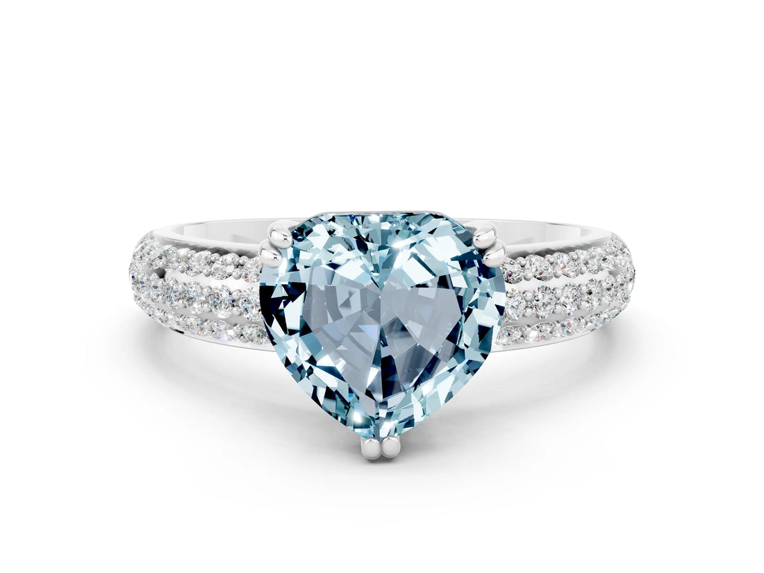 White gold Heart Cut Cut Diamond Milgrain Marquise Band with Prong Setting