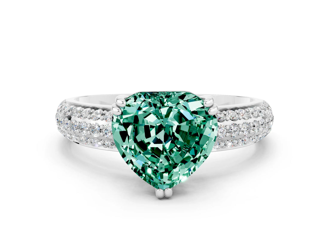 White gold Heart Cut Cut Diamond Milgrain Marquise Band with Prong Setting