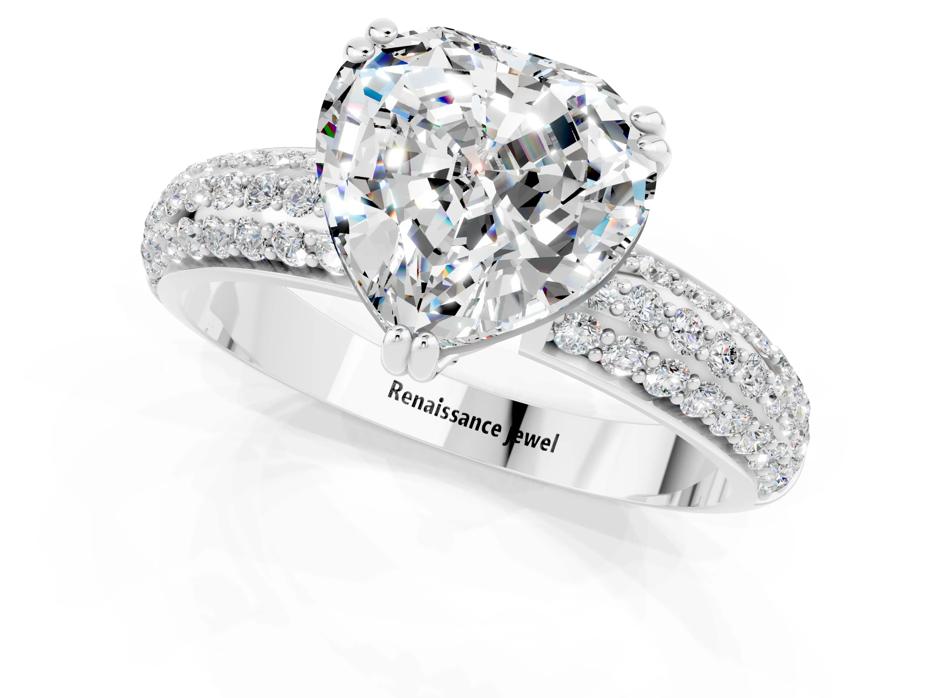 White gold Heart Cut Cut Diamond Milgrain Marquise Band with Prong Setting_1