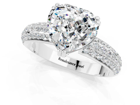 White gold Heart Cut Cut Diamond Milgrain Marquise Band with Prong Setting_1
