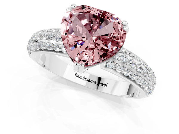 Platinum Heart Cut Cut Diamond Milgrain Marquise Band with Prong Setting