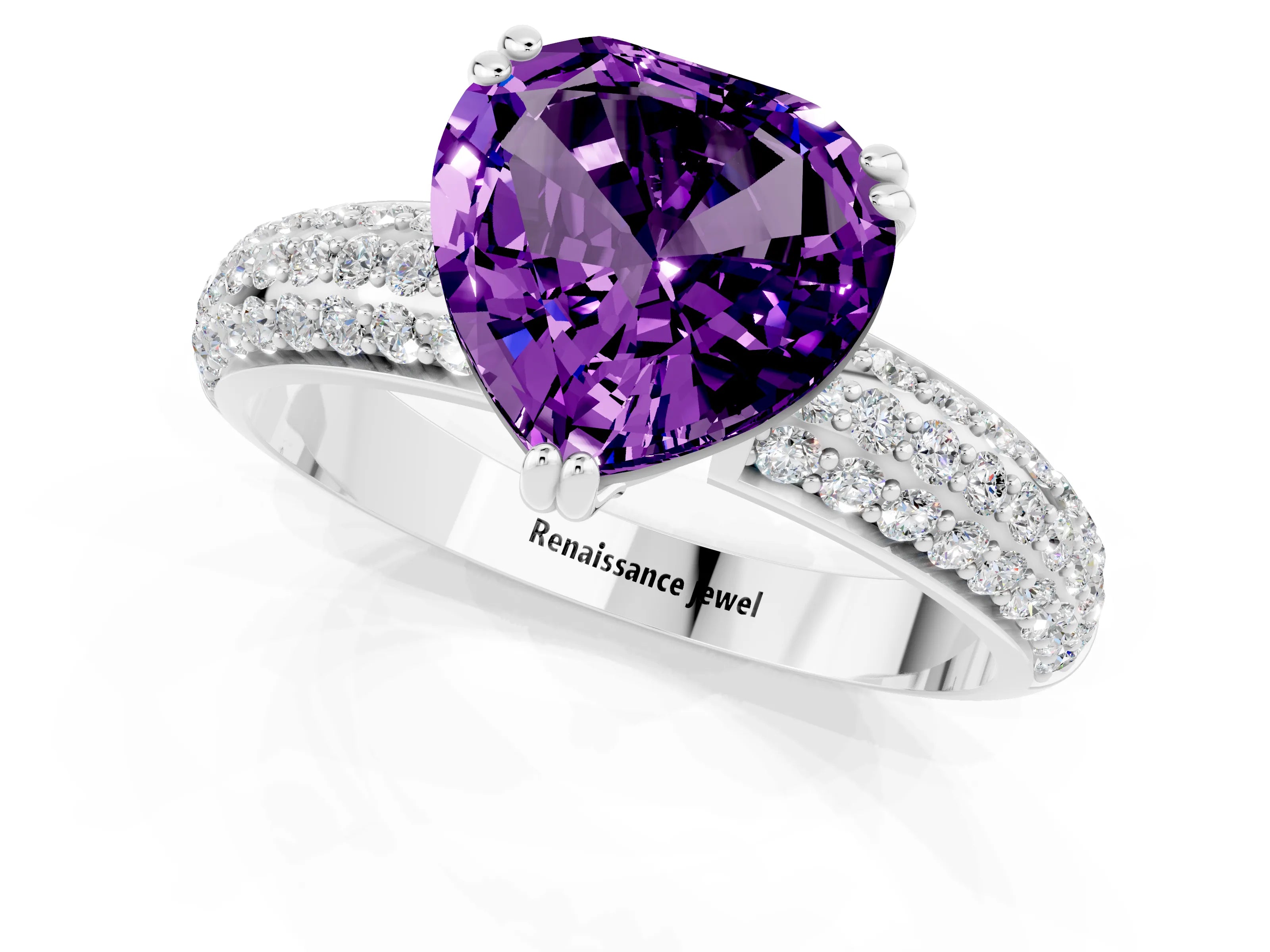 White gold Heart Cut Cut Diamond Milgrain Marquise Band with Prong Setting_1