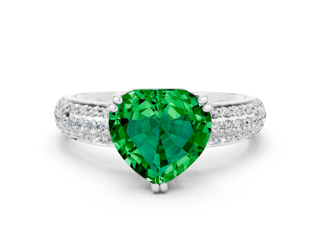 White gold Heart Cut Cut Diamond Milgrain Marquise Band with Prong Setting