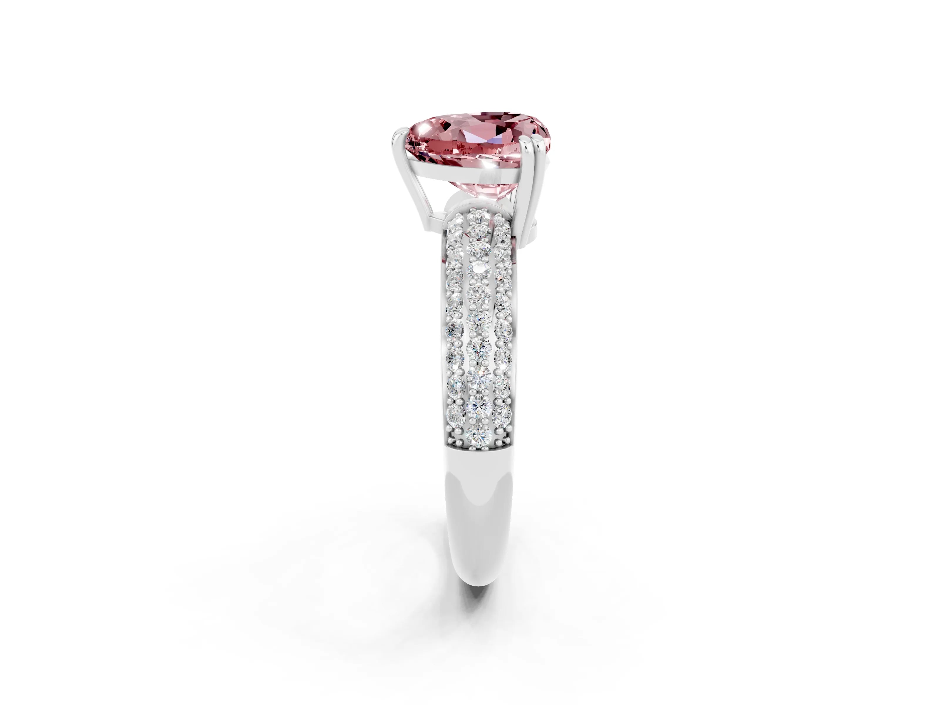 White gold Heart Cut Cut Diamond Milgrain Marquise Band with Prong Setting_2