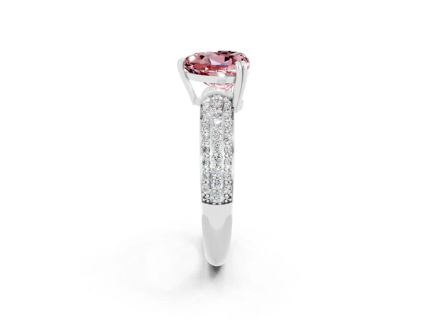 Silver Heart Cut Cut Diamond Milgrain Marquise Band with Prong Setting