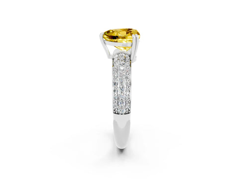 White gold Heart Cut Cut Diamond Milgrain Marquise Band with Prong Setting_2
