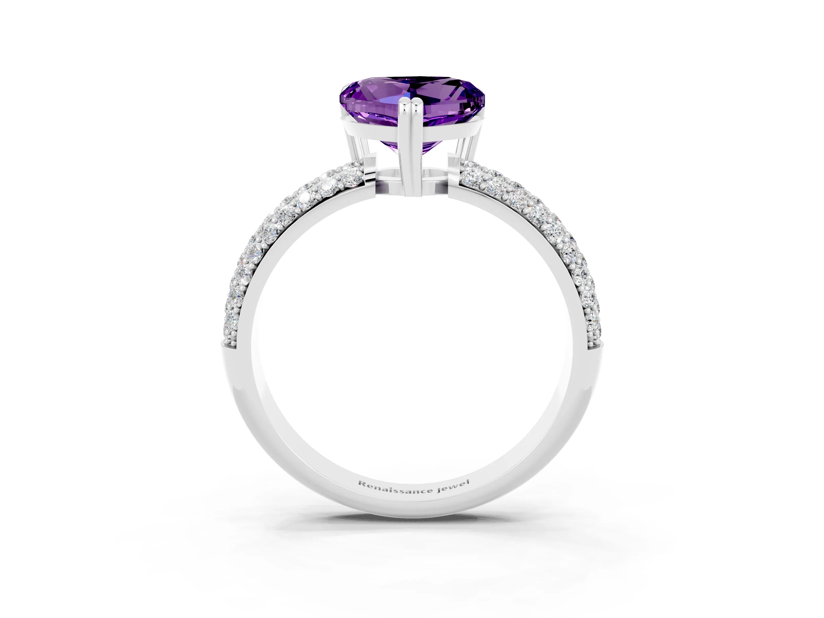 White gold Heart Cut Cut Diamond Milgrain Marquise Band with Prong Setting_3