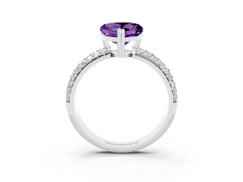 White gold Heart Cut Cut Diamond Milgrain Marquise Band with Prong Setting_3