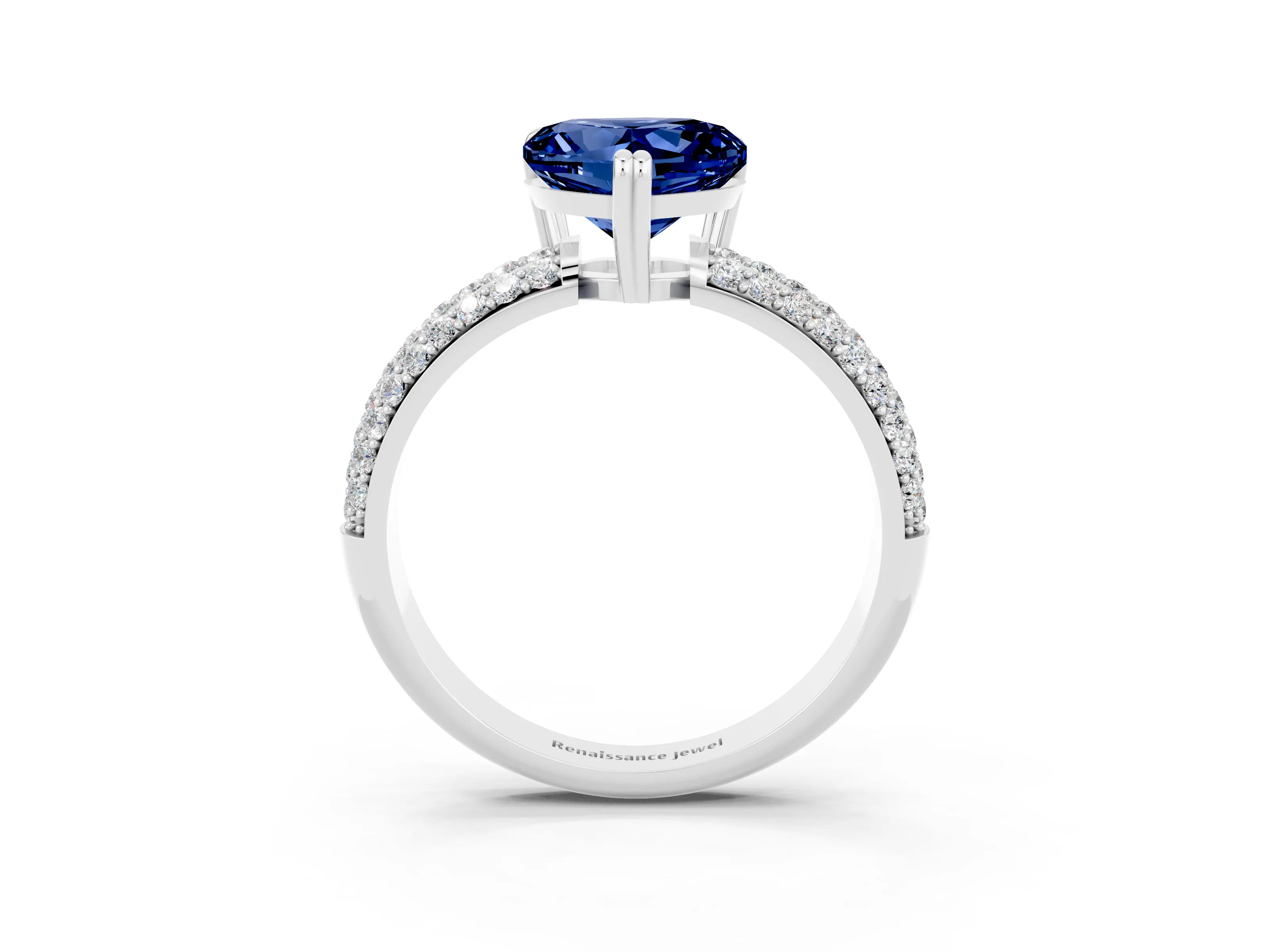 White gold Heart Cut Cut Diamond Milgrain Marquise Band with Prong Setting_3