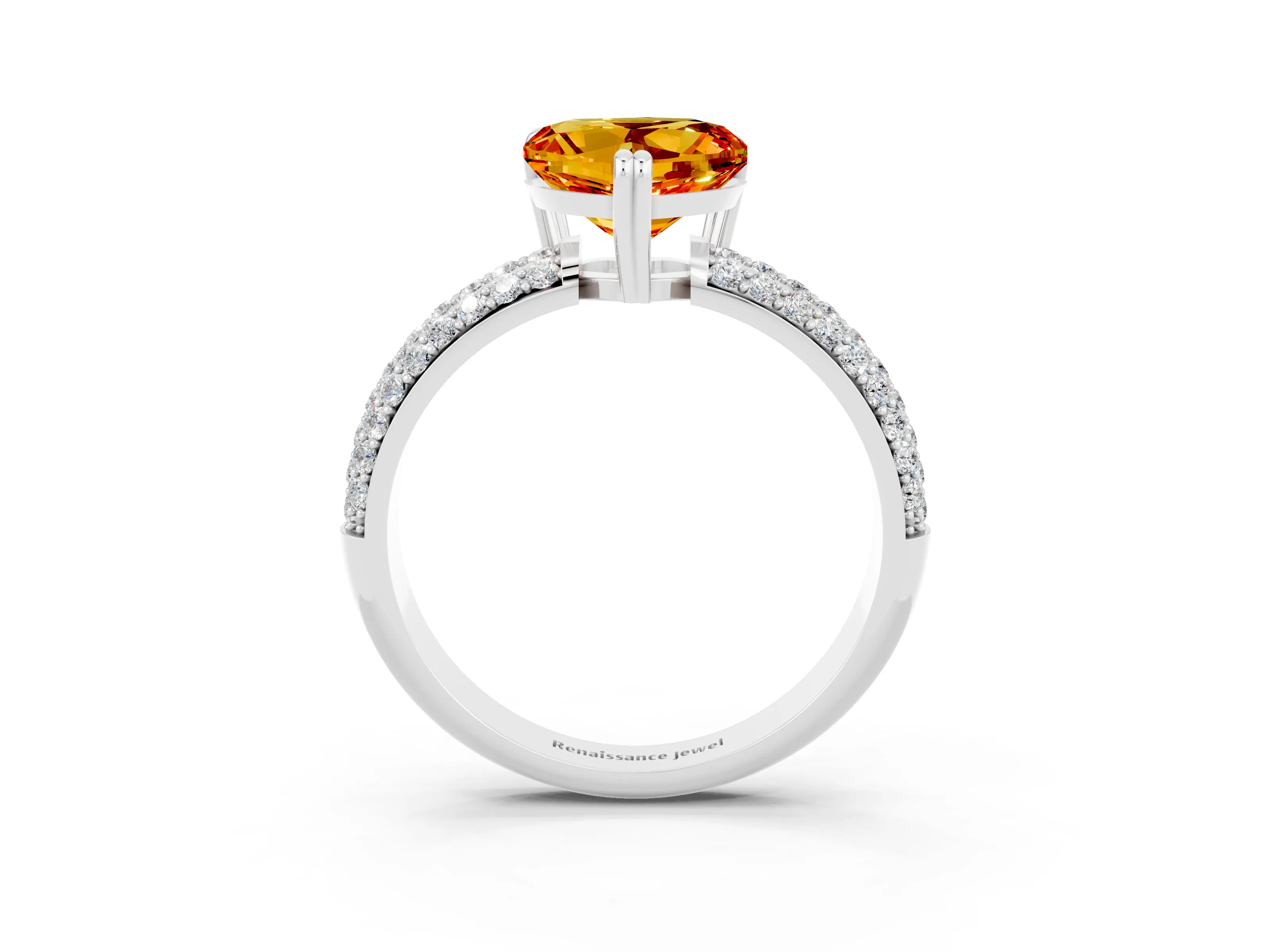 White gold Heart Cut Cut Diamond Milgrain Marquise Band with Prong Setting_3