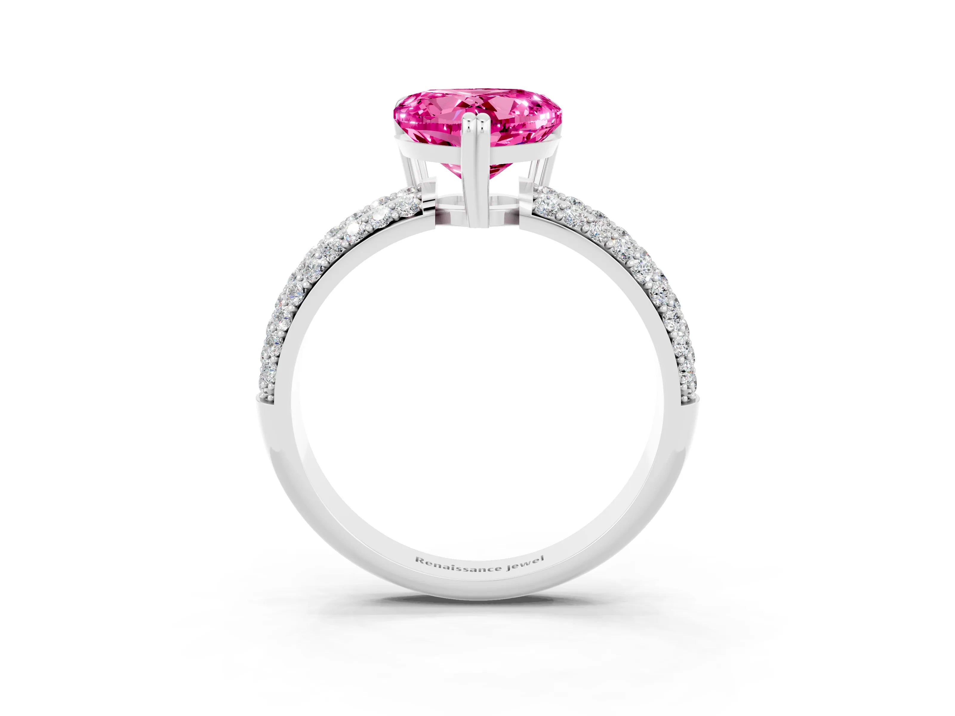 White gold Heart Cut Cut Diamond Milgrain Marquise Band with Prong Setting_3