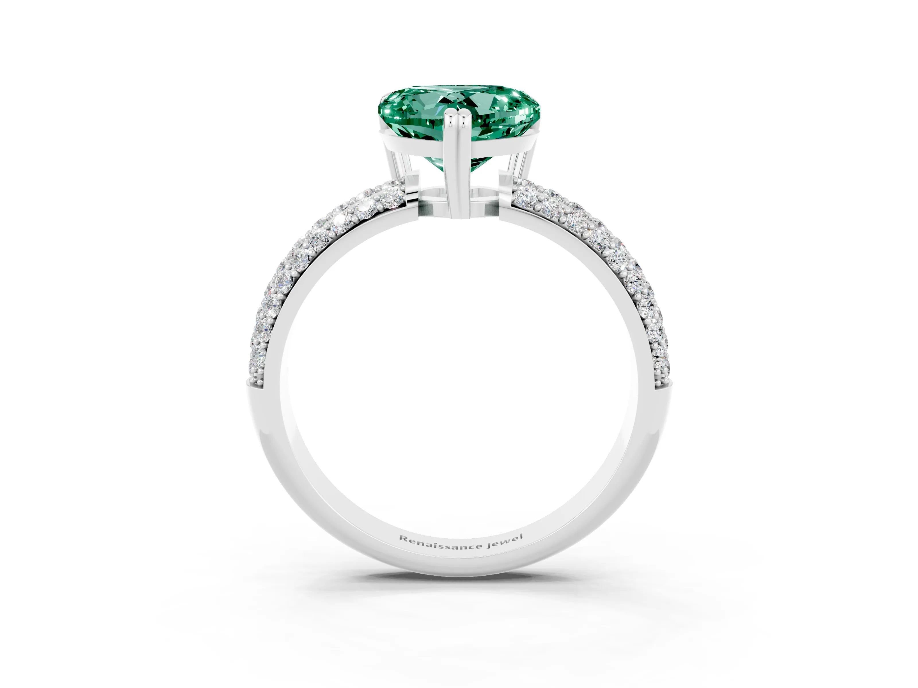 White gold Heart Cut Cut Diamond Milgrain Marquise Band with Prong Setting_3