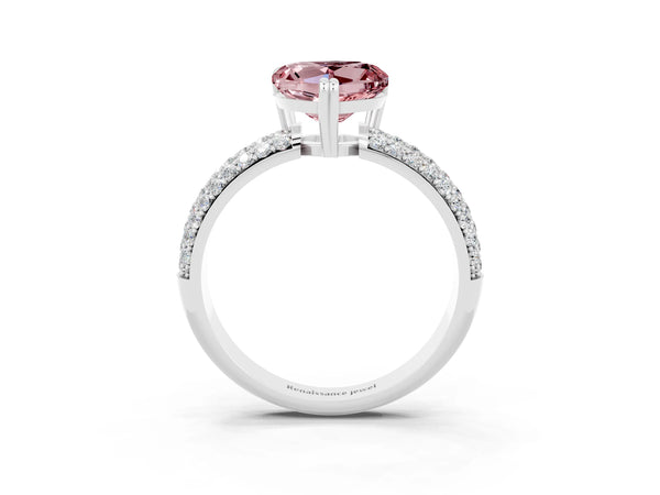 Platinum Heart Cut Cut Diamond Milgrain Marquise Band with Prong Setting