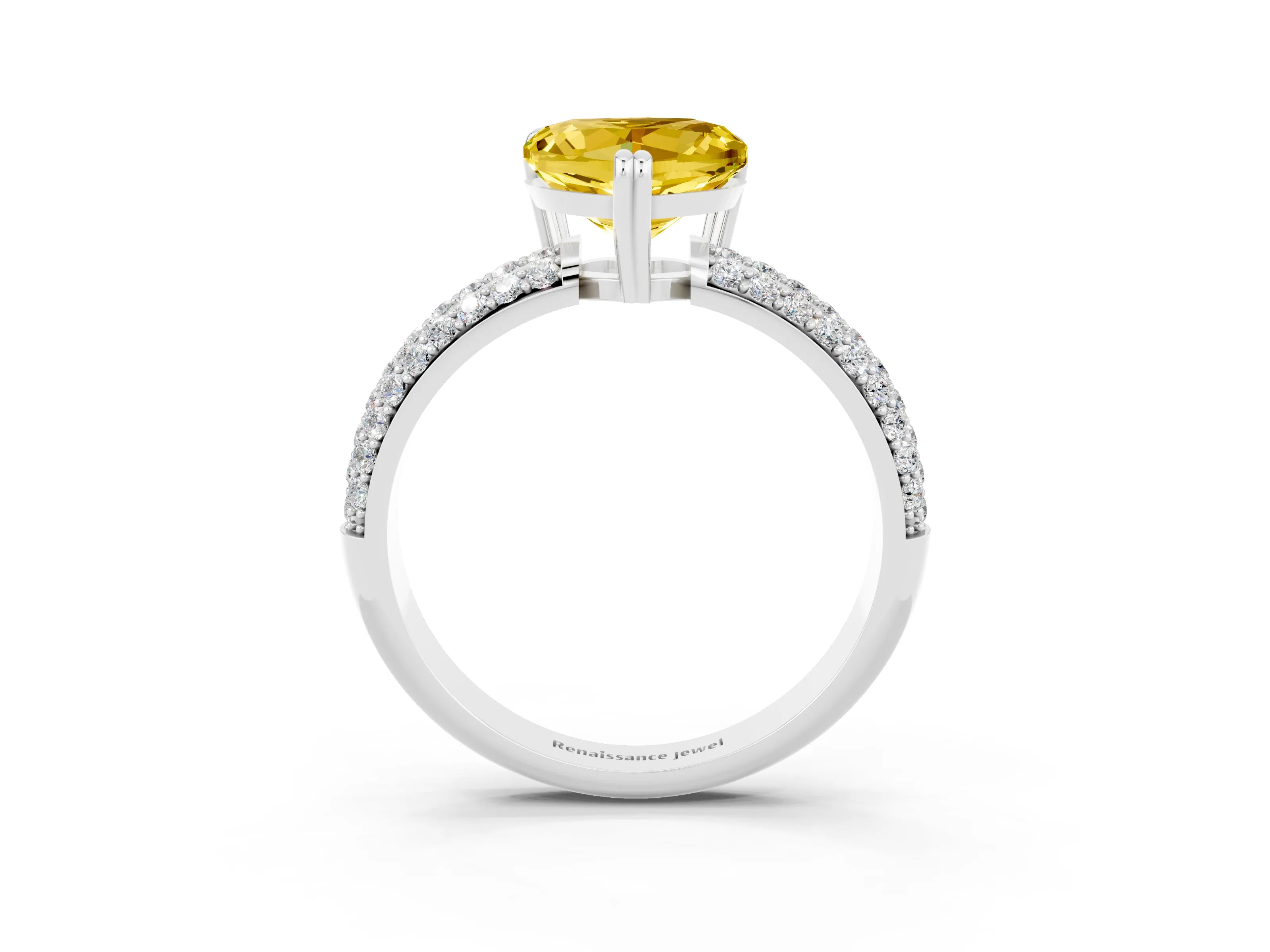 White gold Heart Cut Cut Diamond Milgrain Marquise Band with Prong Setting_3