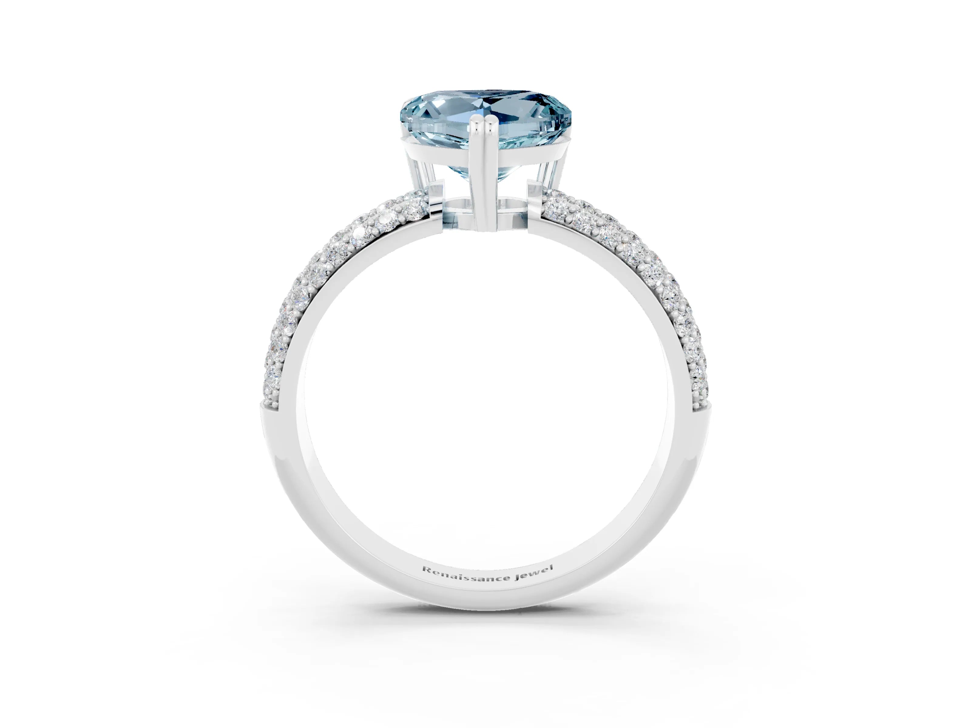 White gold Heart Cut Cut Diamond Milgrain Marquise Band with Prong Setting_3