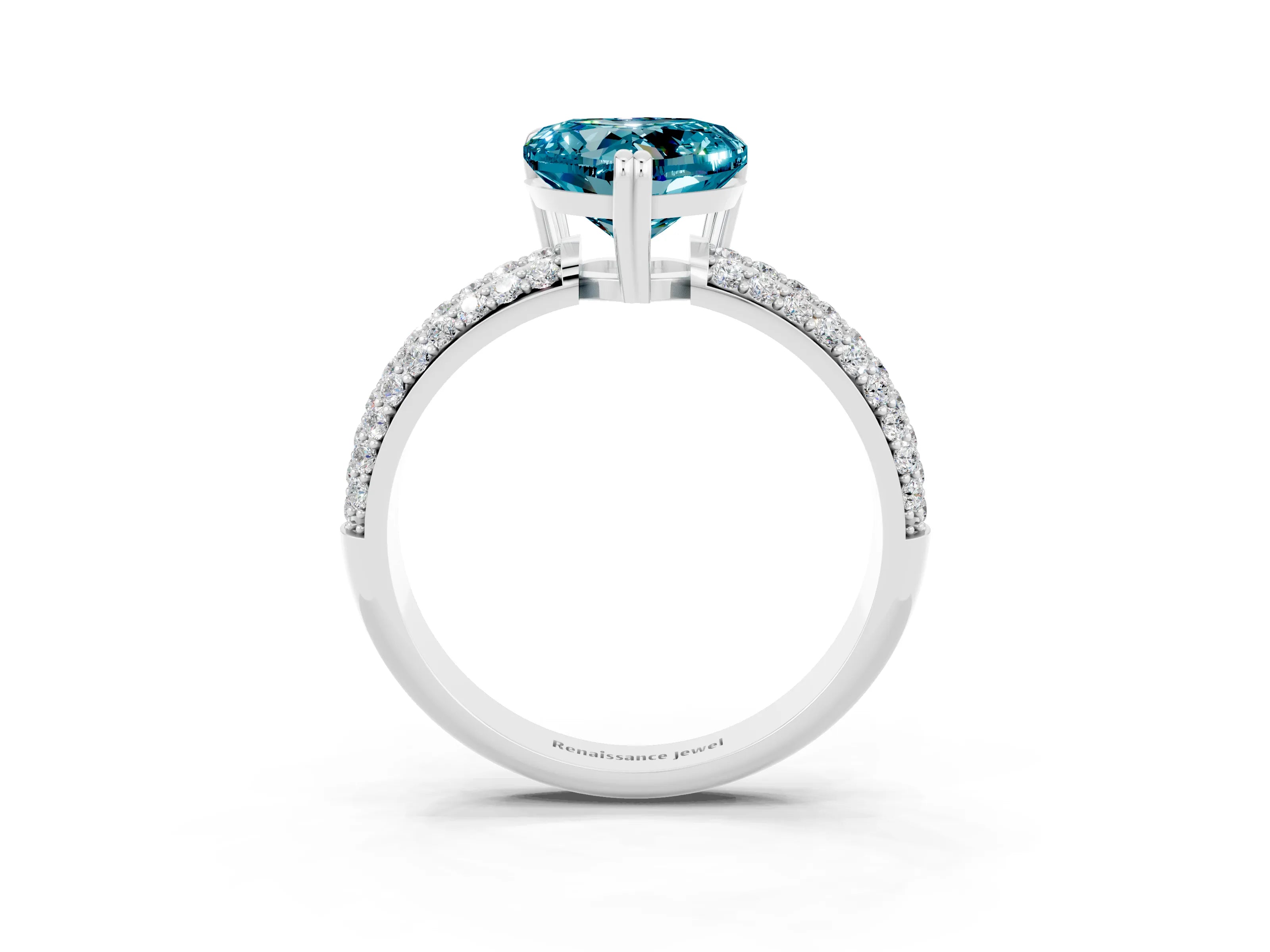 White gold Heart Cut Cut Diamond Milgrain Marquise Band with Prong Setting_3