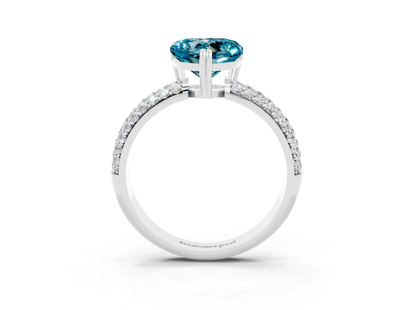 White gold Heart Cut Cut Diamond Milgrain Marquise Band with Prong Setting