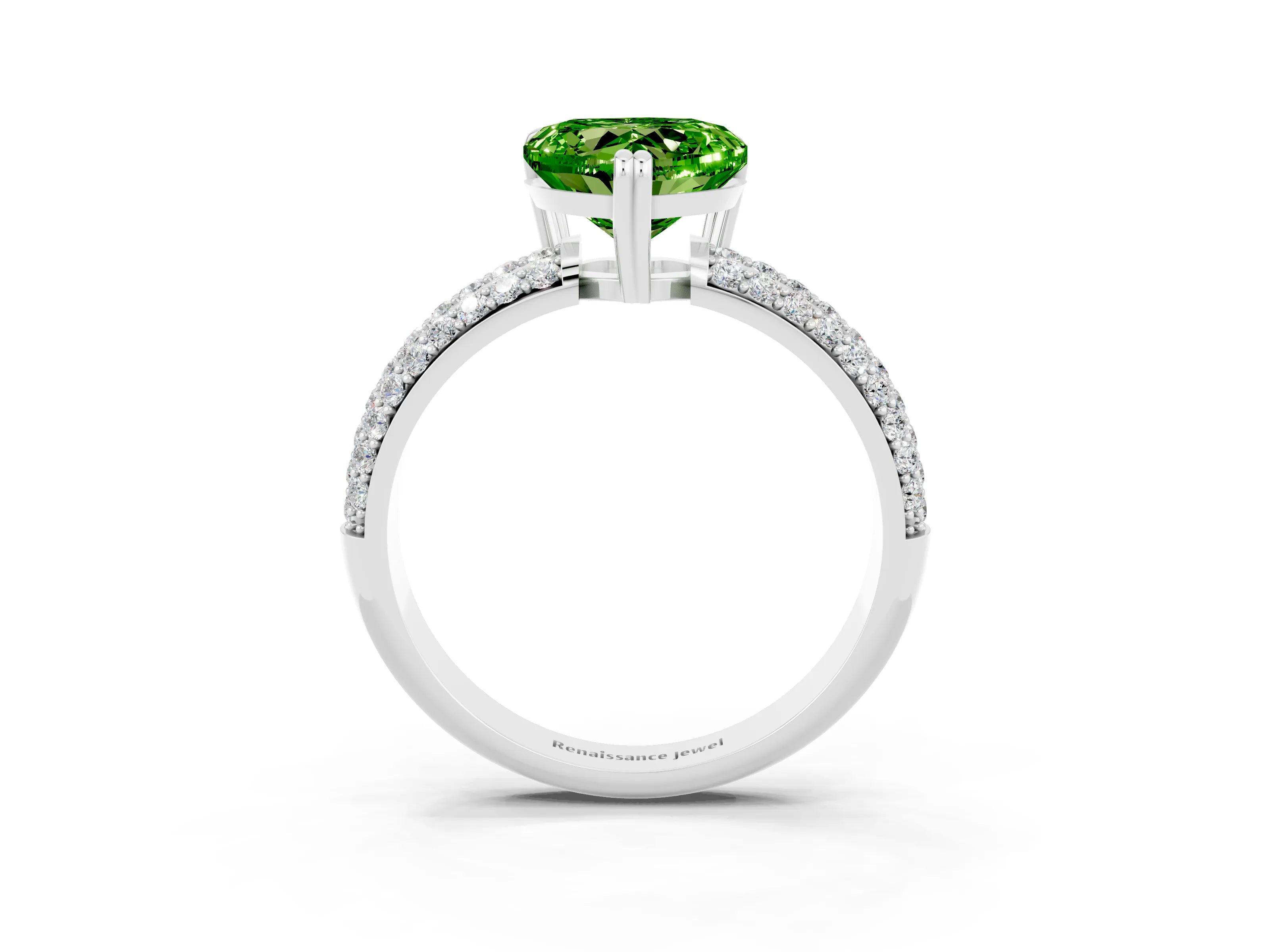 White gold Heart Cut Cut Diamond Milgrain Marquise Band with Prong Setting_3