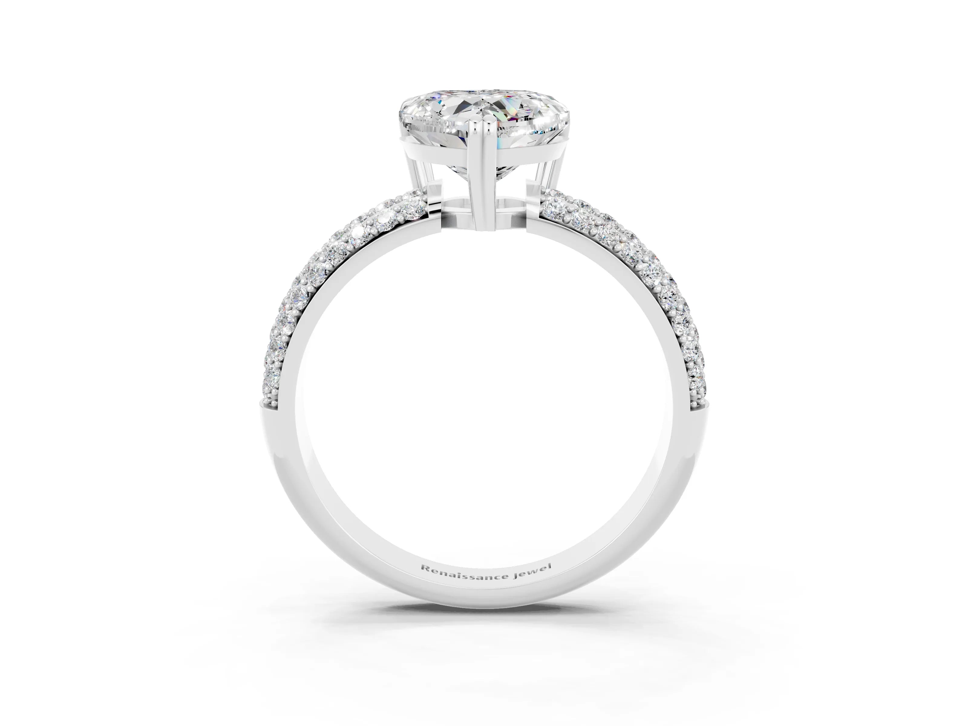 White gold Heart Cut Cut Diamond Milgrain Marquise Band with Prong Setting_3